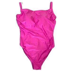 Shade and Shore Women Swimsuit One Piece Hi-Cut Shelf Bra Hot Pink Size 16
